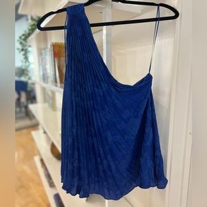 NWT Banana Republic Pleated One Shoulder Royal Blue Top